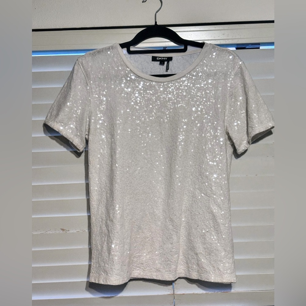 DKNY White Sequin T-Shirt